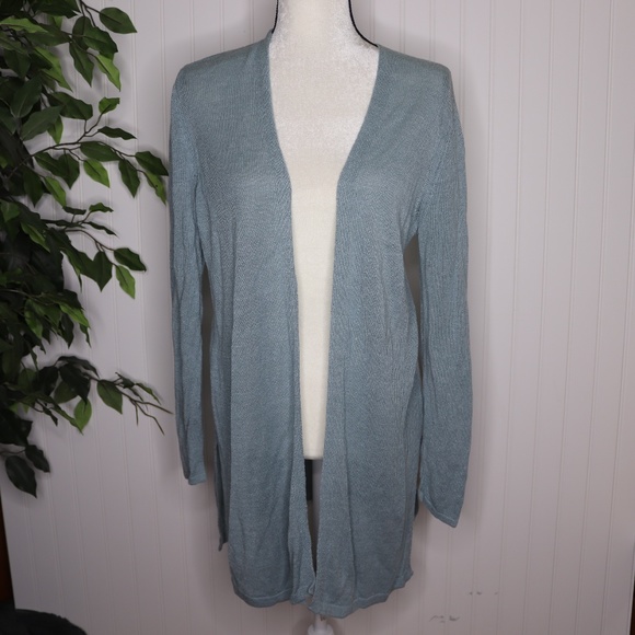 J Jill Linen Open Front Duster Cardigan 